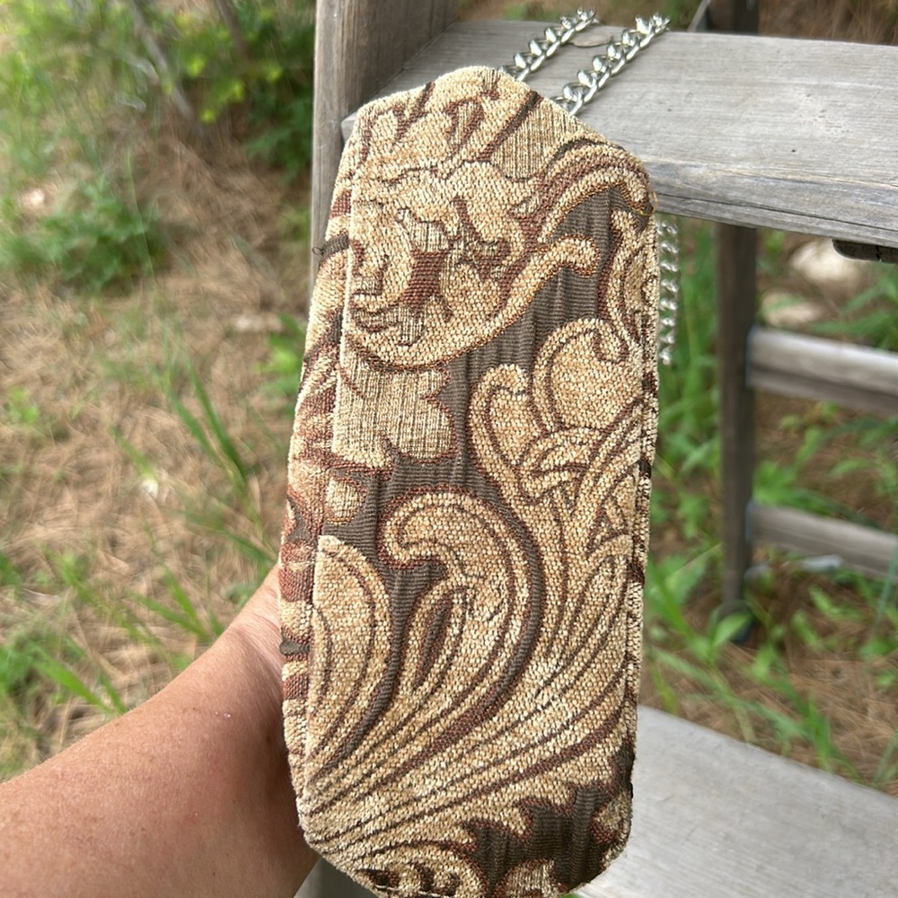 Apt 9 Kisslock Brown carpet bag Patterned Women's crossbody Bag - Picture 7 of 10